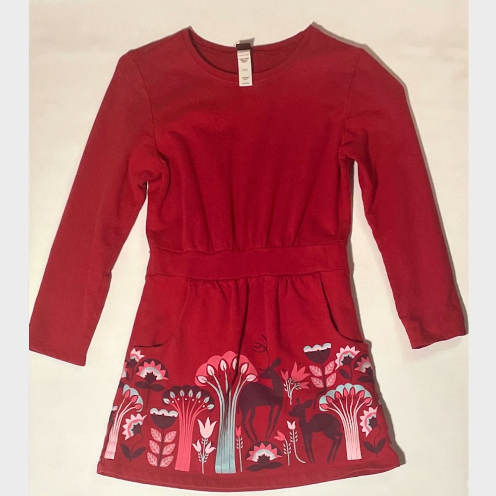 childs red dress with pockets